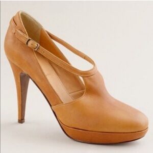 J. Crew Greer Cognac Leather Platform Pump Size 8